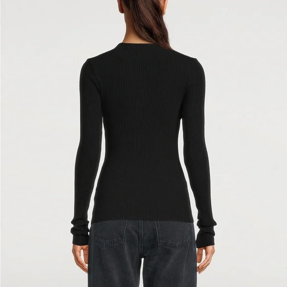 AGOLDE Lyza Black Cut-Out Long Sleeve Top | S - Picture 2 of 8